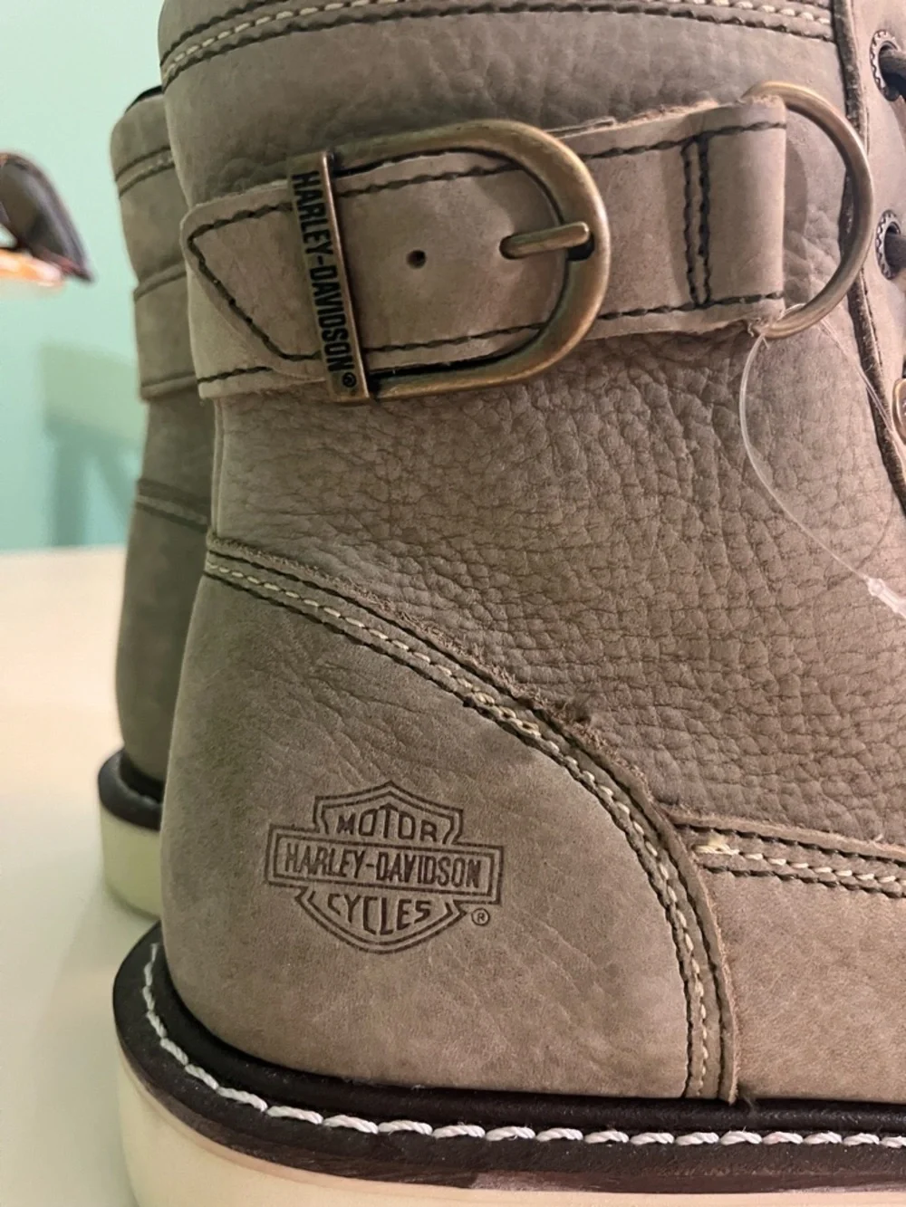 Harley-Davidson Marconi Moto Light Gray Lace-Up Motorcycle Boots NWT No Box - Picture 4 of 11